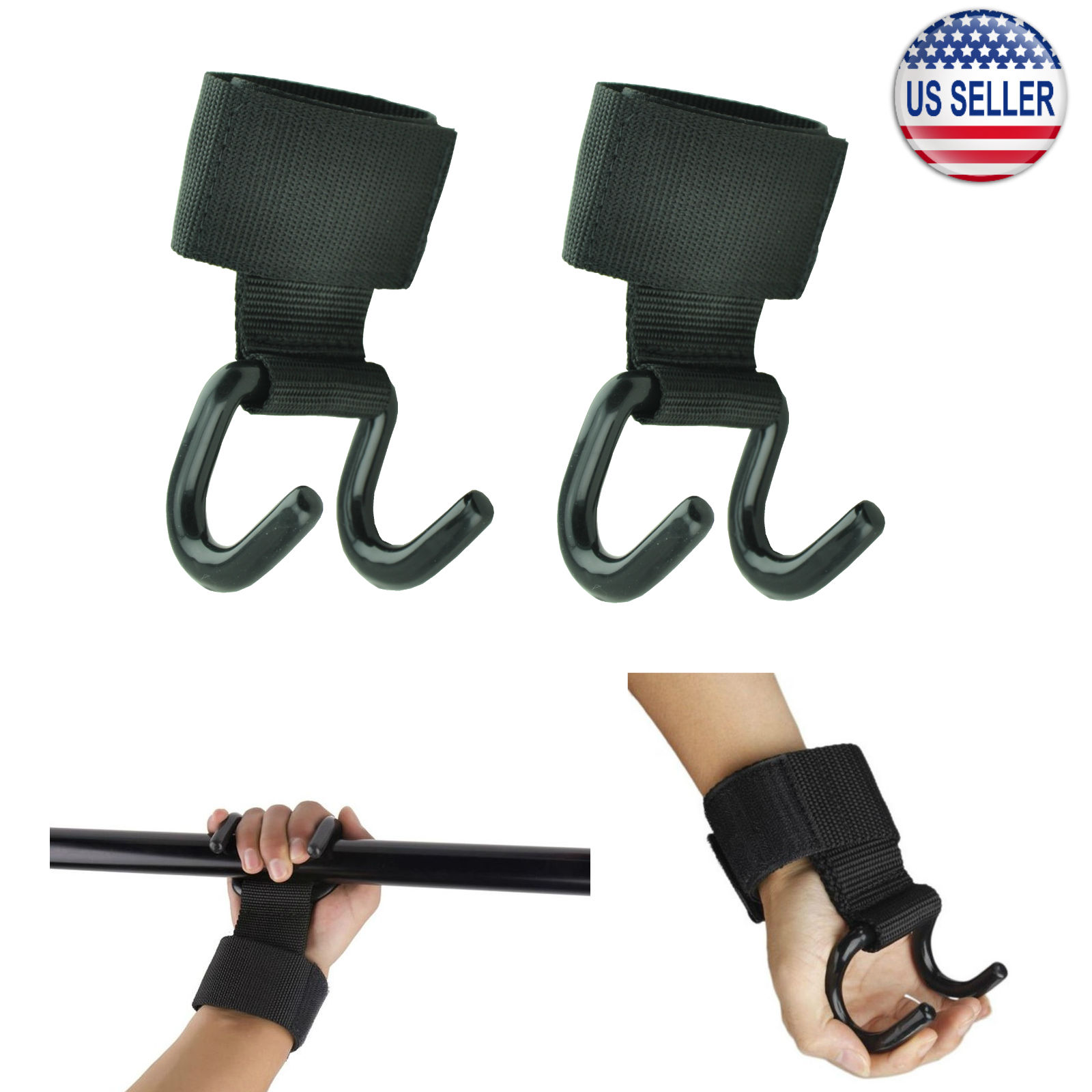 1 Pair x Gym Power Weight Lifting Grips Hooks Straps Wrist Support